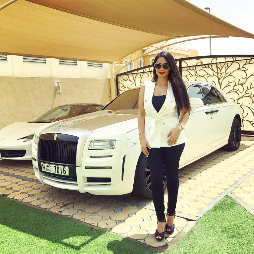 lana rose with her rolls royce and lemborghini